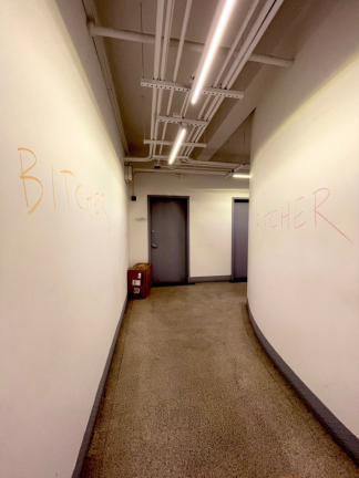 Protesters vandalized Bottcher’s district office building earlier in the day on Monday. Photo via Erik Bottcher’s Twitter