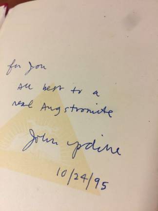 Inscription by John Updike. Photo: Jon Friedman