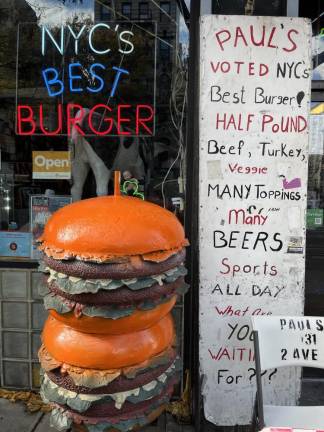 At Paul’s Da Burger Joint, try the Saint Mark’s burger, named after the iconic East Village street just around the corner. Photo: Kay Bontempo