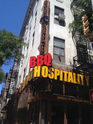 Southern Hospitality BBQ, a moderately priced baby-back rib joint on Ninth Avenue that offers the “Bluegrass Boozy Brunch,” where Anthony Scaramucci has a modest investment. Photo: Douglas Feiden