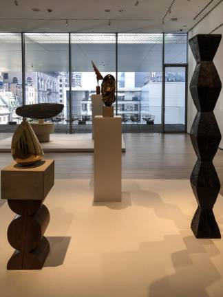 A glorious grove of Constantin Brancusi's spare, elegant sculptures at the entrance to the fifth floor galleries.