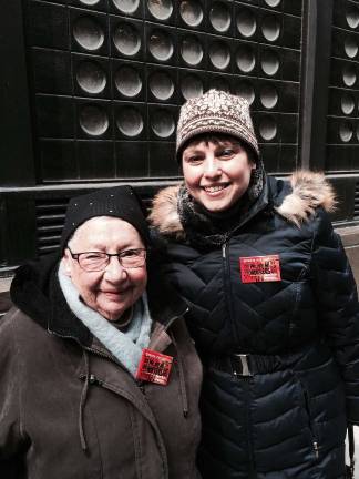 Ann Toback with Rita Margulies, daughter of Clara Lemlich. Lemlich organized what came to be known as the Uprising of the 20,000 in 1909, which had its genesis in Cooper Union. Photo: Women's Circle