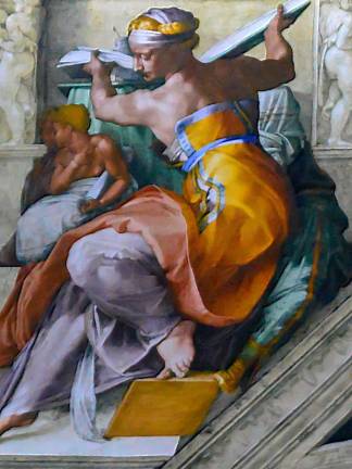 Seven male prophets and five female sibyls (prophetesses from the ancient world who were said to have foretold the birth of Jesus) are depicted on the Sistine ceiling. "Studies for The Libyan Sibyl" is one of The Met's masterpieces. Photo: Adel Gorgy