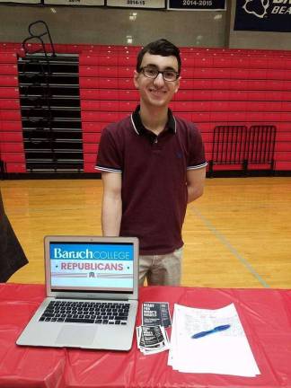 Vincent Gangemi, president of the Baruch College Republicans, at the Baruch College&#160;Transfer Student Organization's Club Fair. Photo: Baruch College Republicans
