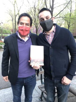 Daniel Garodnick (left) with City Council Member Keith Powers at a book signing event at Stuyvesant Town. Photo via Dan Garodnick’s Twitter