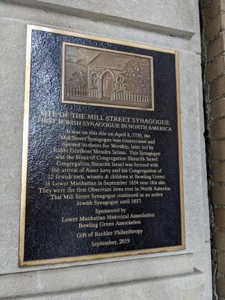 Plaque for the Mill Street Synagogue. Photo: Wellington Chen, LMHA Board of Directors
