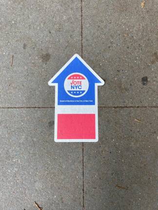 Ground sticker near Chambers Street. Photo: Ben Morse