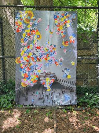 WOOLPUNK®’s banners on display in Riverside Park as part of the “Re:Growth” exhibit, curated by Karin Bravin. Photo: WOOLPUNK®