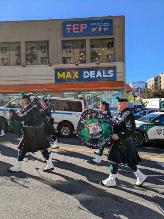 NYPD Emerald Society pipers and drummers.