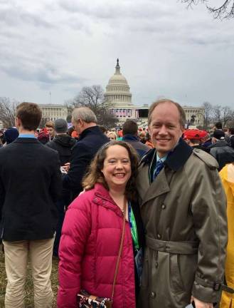 Stephen M. Evans III and his sister, Jenny Wennerberg, at President Donald Trump's inauguration Friday.