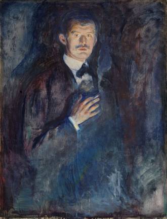 Edvard Munch, “Self Portrait with Cigarette,” 1895, Oil on canvas, 43 1/2 × 33 11/16 in., Nasjonalmuseet for kunst, arkitektur og design, © 2017 Artists Rights society (ARS), New York. Nasjonalmuseet, Oslo. Photo: Børre Høstland