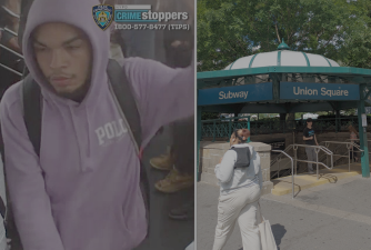 Photo of suspect wanted for sexual assault at Fulton Street(left) An attack with a bat happened on the platform of the Union Square subway station (person in photo is a passerby, not involved in the incident.