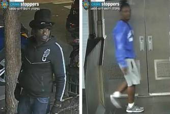 Top hat stabber (left) wanted for assault on the Bowery; and right: wanted for public lewdness on R the train.