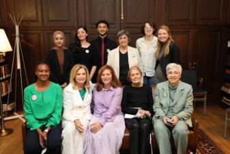 Back Row: Asia Khan; Maya Mouldi; Andrew Loka; Jessica Neuwirth, director and lecturer at Human Rights Program Roosevelt House Public Policy Institute; Lyle Reed, Virginia Maloney.