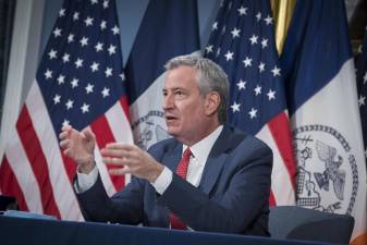 Mayor Bill de Blasio announced a phased reopening plan for the city’s public schools at City Hall on Sunday, November 29, 2020. Photo: Ed Reed/Mayoral Photography Office.