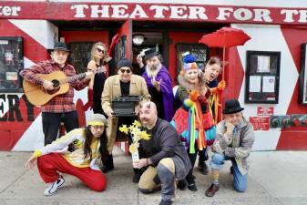 The Lower East Side Festival of the Arts returns later this month. Paticipants from the 2023 festival outside the Theater for the New City include (from Left: Richard West, Nobuya Nagahama (kneeling), Eva Dorrepal, Stephan Morrow, Alberto Ferreras (kneeling), David Slone Esq., Lissa Moira, J.C. Augustin, David Mandelbaum (kneeling). Photo by John David West.