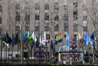 The new Flag Project installation at Rockefeller Center. Photo: Meryl Phair