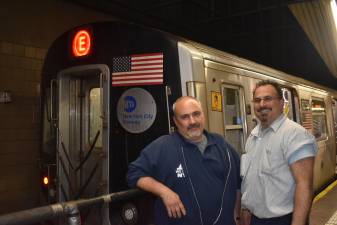 Quick thinking by Train Conductor Chris Sarro, left, and Train Operator Anthony Outeiral, right, saved the lives of six subway-surfing teens.