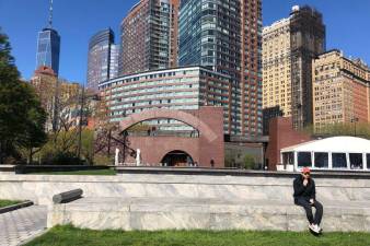 Wagner Park on the tip of Manhattan is slated for flood resiliency work under the South Battery Park City Resiliency Project but a neighborhood association is opposes the plan. Photo: Samantha Maldonado, The CITY