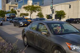 Traffic on the West Side Highway near Hudson Yards. Photo: Abigail Gruskin