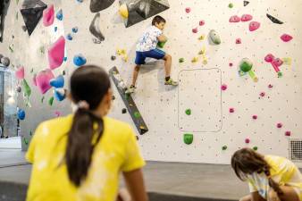 Kids at Vital rock-climbing gym.