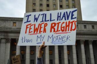 Sign at a May protest in Foley Square after the leak of a draft Supreme Court opinion on Roe v. Wade. Photo: Abigail Gruskin