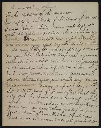 Letter by Mary Mallon originally to the editor of the New York American (later re-addressed to her lawyer), 1909. Photo courtesy of the New York County Clerk’s Archive  