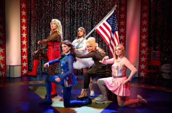 An off Broadway comedy, “<i>Five the Parody Musical</i>” at the off Broadway Theater 555 spoofs the women in the life of former President Donald Trump. Photo: Theater 555