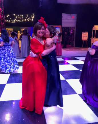 Guests take to the dance floor decked out in fancy ballroom gowns and directed by some paid actors. Photo: Jill Brooke