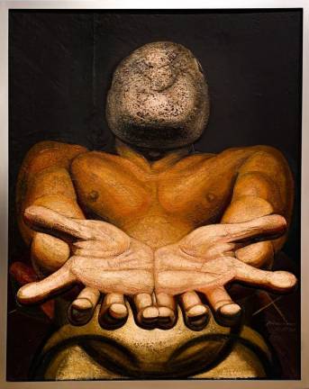 David Alfaro Siqueiros’, “Our Present Image,” 1947, utilizes unusual media - pyroxylin on fiberglass. A young Jackson Pollock studied with Siqueiros and experimented with non-traditional materials. Photo: Adel Gorgy