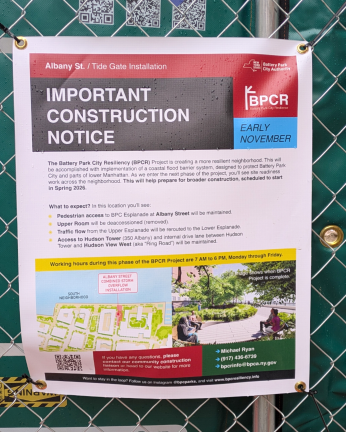 Construction notice where “Upper Room” once stood.