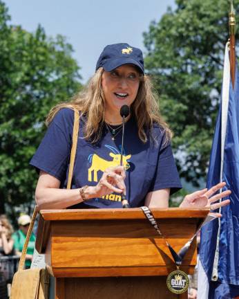 Riverside Park goats return, with Merritt Birnbaum in a Gotham hat and t-shirt.