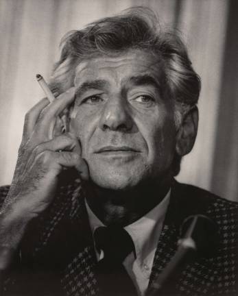 Leonard Bernstein at Harvard, 1973. Photo: Rick Stafford. Music Division, The New York Public Library for the Performing Arts