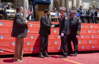Lieutenant James M. Corey receiving the Firefighter Kevin C. Kane Medal by Mayor Zohran Mamdani. Lieutenant Corey serves with Ladder Company 6, a highly decorated unit at 75 Canal Street in Lower Manhattan colloquially known as the “Chinatown Dragon Fighters.”