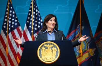 Governor Kathy Hochul in New York City on October 28, 2022, in advance of the 10th anniversary of Hurricane Sandy. Photo: Kevin P. Coughlin / Office of Governor Kathy Hochul