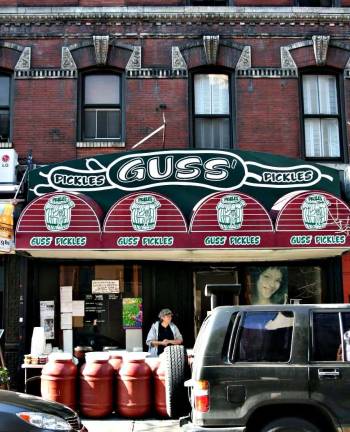 Photo of Amy Irving, who starred in "Crossing Delancey," in the window of Guss Pickles in 2009. Photo: Joyce Mohrer, via flickr