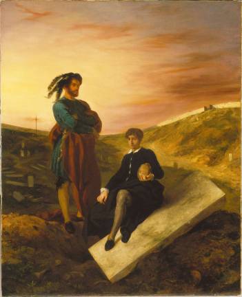 Delacroix drew inspiration from works of literature such as “Hamlet.” Eugène Delacroix, (French, 1798–1863). “Hamlet and Horatio in the Graveyard,” 1835. Oil on canvas. 39 × 31 11/16 in. Städel Museum, Frankfurt am Main. Photo: Städel Museum - ARTOTHEK