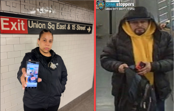 Left: Officer Roman catches a subway groper; Right: Alleged subway necrophile, Felix Rojas.