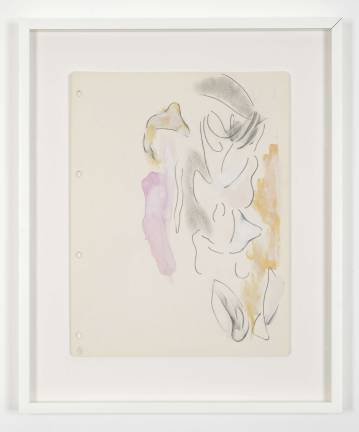 Marc Camille Chaimowicz, "Series One, Drawing No. 9 (Agey, August 24th)." 1995. Pencil, ink and gouache on paper, 12 1/5 x 9½ in. Image courtesy of the artist and Cabinet, London