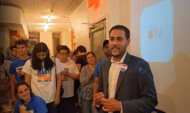 Christopher Marte at his primary night event on Canal Street. Photo courtesy of Todd Fine