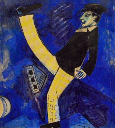 Chagall's whimsical painting, "The Traveler" is on loan from a private collection. Photo: Adel Gorgy