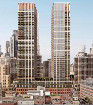 <b>The South Seaport Tower pictured from an eastern elevation.</b> Photo: Artist Rendering by Skidmore, Owings &amp; Merill