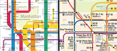 Old subway map (right), meet new subway map (left).