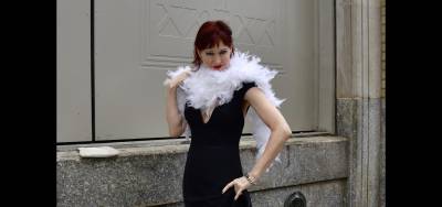 Karen strikes an elegant pose at Substation 235.