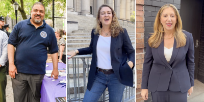 Left to right: Alvin Bragg, Maud Maron, Diane Florence.