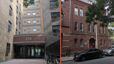 Left: 210 Stanton Street entrance; Right: Our Lady of Sorrows rectory, 213 Stanton Street.