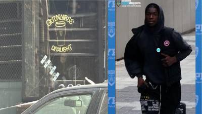 Left: Bullet holes marked by tape in Tom &amp; Jerry’s Bar window, Sat Mar 1, 2025. Right: Suspect in Bleecker Street assault &amp; robbery, Feb. 12, 2025.