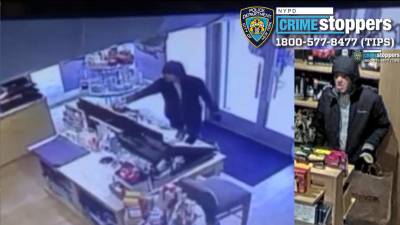 Suspect in Blue Mercury store robbery, 1566 Third Ave., Feb. 11, 2025.