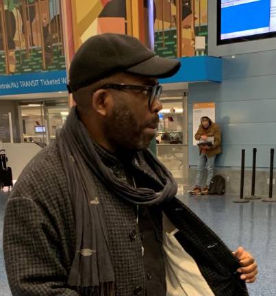 While Derrick Adams is not a NYC native, he is perceptive enough to have created a huge work of city people together in parks, and has used the canvas of Penn Station to make us all see his vision. We are a city of many people. Photo: By Ralph Spielman