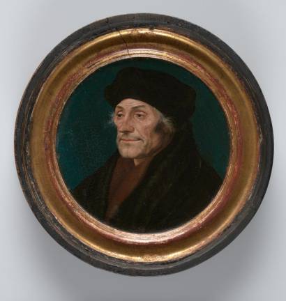 Hans Holbein the Younger (1497/98 - 1543). “Erasmus of Rotterdam.” ca. 1532. Oil on panel. Diam.: 5 9/16 in. (14.2 cm). Kunstmuseum Basel, 324. Photo: Michael Bodycomb